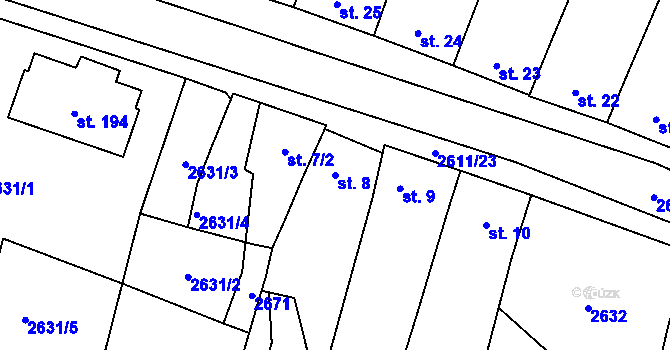 Parcela st. 8 v KÚ Horní Dvořiště, Katastrální mapa