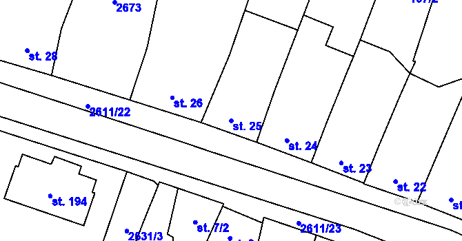 Parcela st. 25 v KÚ Horní Dvořiště, Katastrální mapa