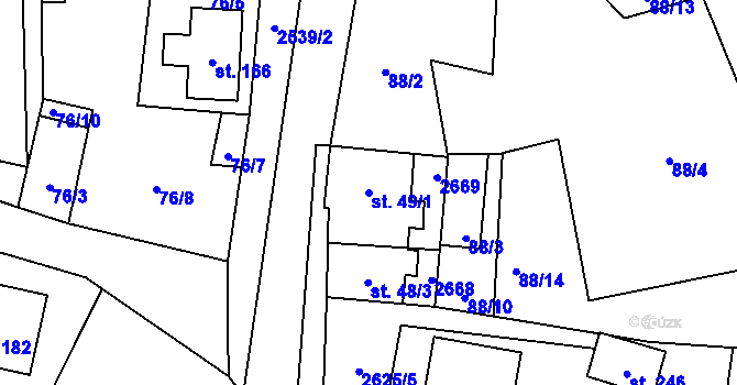 Parcela st. 49/1 v KÚ Horní Dvořiště, Katastrální mapa