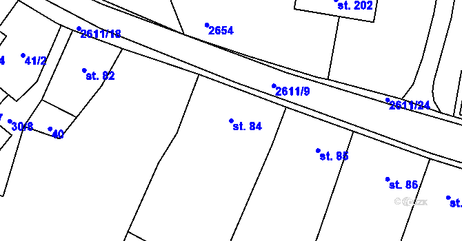 Parcela st. 84 v KÚ Horní Dvořiště, Katastrální mapa