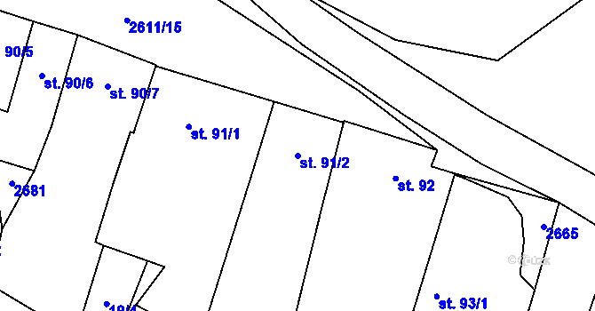 Parcela st. 91/2 v KÚ Horní Dvořiště, Katastrální mapa