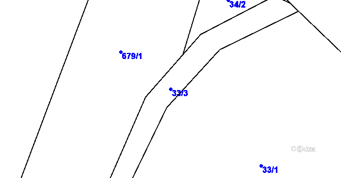 Parcela st. 33/3 v KÚ Horní Dvořiště, Katastrální mapa