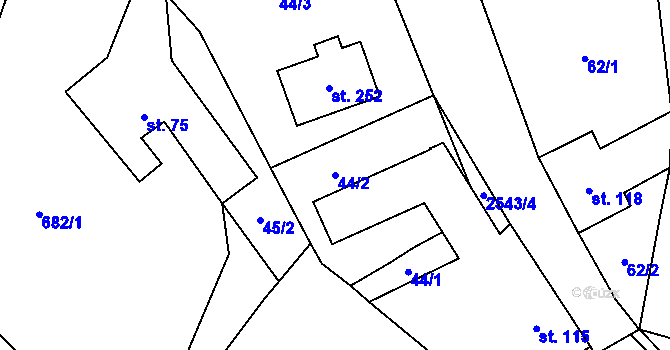 Parcela st. 44/2 v KÚ Horní Dvořiště, Katastrální mapa