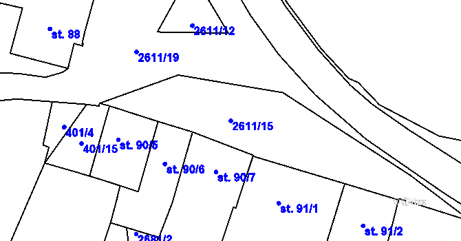 Parcela st. 2611/15 v KÚ Horní Dvořiště, Katastrální mapa