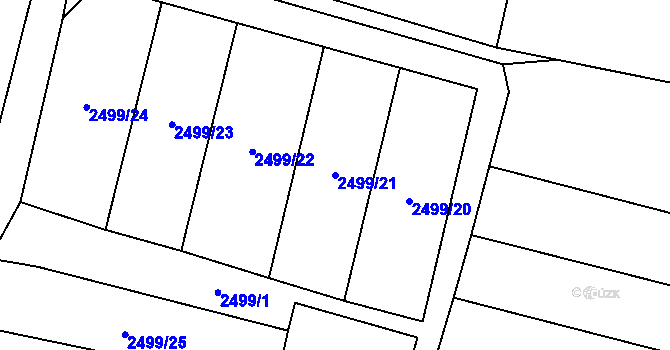 Parcela st. 2499/21 v KÚ Horní Dvořiště, Katastrální mapa