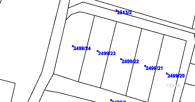 Parcela st. 2499/23 v KÚ Horní Dvořiště, Katastrální mapa
