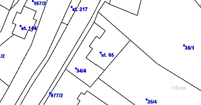Parcela st. 65 v KÚ Horní Habartice, Katastrální mapa
