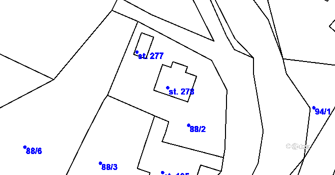 Parcela st. 278 v KÚ Horní Habartice, Katastrální mapa