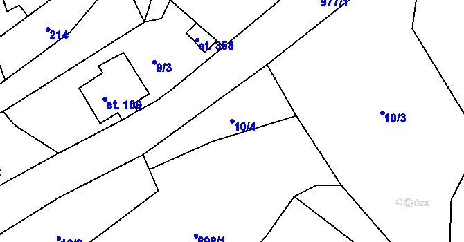 Parcela st. 10/4 v KÚ Horní Habartice, Katastrální mapa