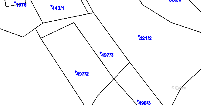 Parcela st. 497/3 v KÚ Horní Habartice, Katastrální mapa