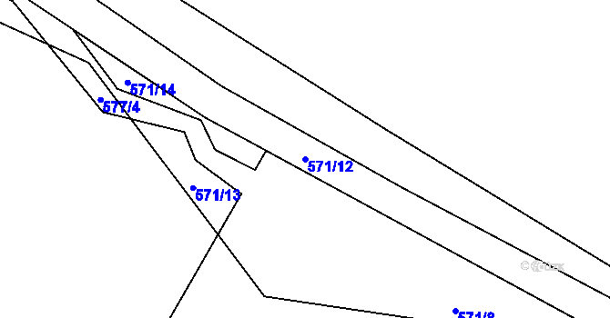 Parcela st. 571/12 v KÚ Horní Habartice, Katastrální mapa