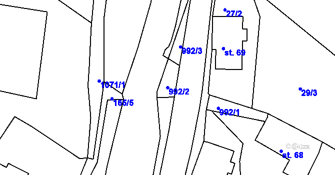 Parcela st. 992/2 v KÚ Horní Habartice, Katastrální mapa