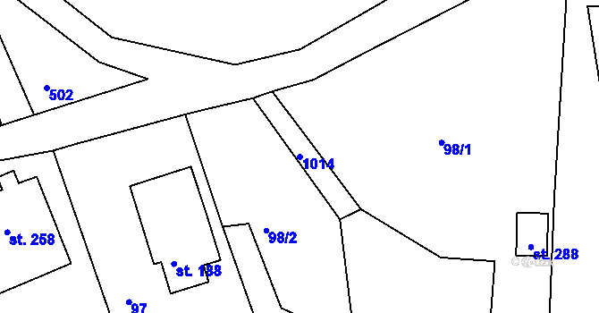 Parcela st. 1014 v KÚ Horní Habartice, Katastrální mapa