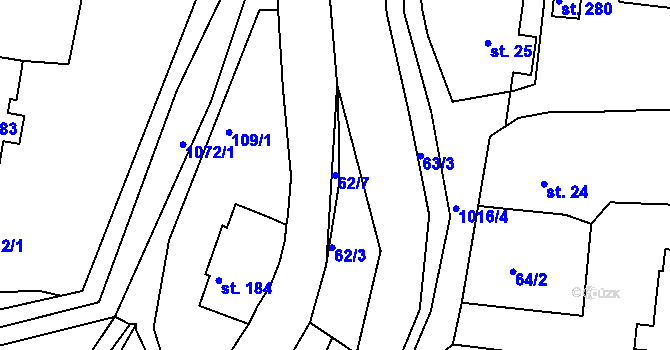 Parcela st. 62/7 v KÚ Horní Habartice, Katastrální mapa