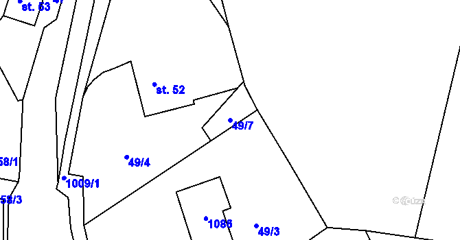 Parcela st. 49/7 v KÚ Horní Habartice, Katastrální mapa
