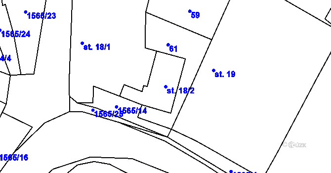 Parcela st. 18/2 v KÚ Horní Heřmanice, Katastrální mapa