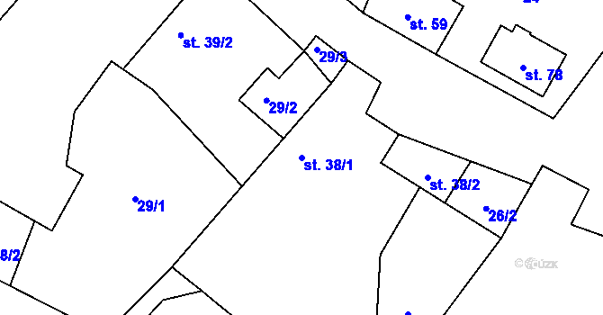 Parcela st. 38/1 v KÚ Horní Heřmanice, Katastrální mapa