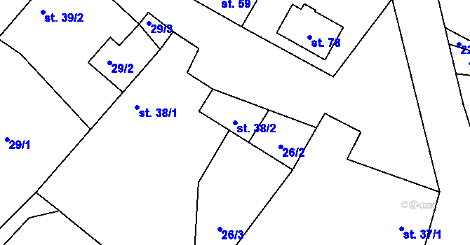 Parcela st. 38/2 v KÚ Horní Heřmanice, Katastrální mapa