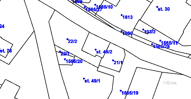 Parcela st. 49/2 v KÚ Horní Heřmanice, Katastrální mapa