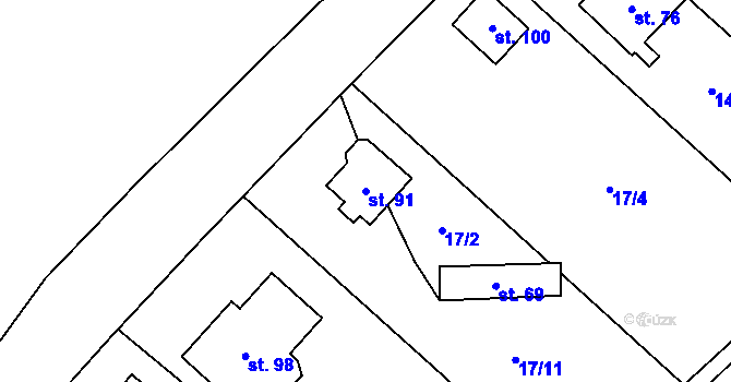 Parcela st. 91 v KÚ Horní Heřmanice, Katastrální mapa