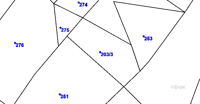 Parcela st. 203/3 v KÚ Horní Heřmanice, Katastrální mapa