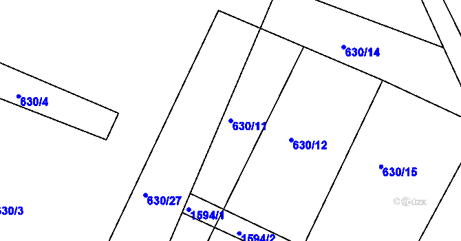 Parcela st. 630/11 v KÚ Horní Heřmanice, Katastrální mapa