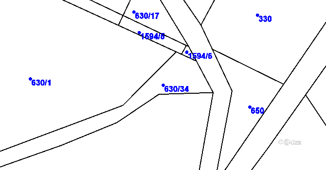 Parcela st. 630/34 v KÚ Horní Heřmanice, Katastrální mapa