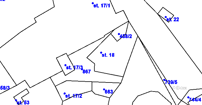 Parcela st. 18 v KÚ Horní Chrášťany, Katastrální mapa