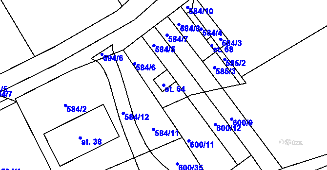 Parcela st. 64 v KÚ Horní Chrášťany, Katastrální mapa
