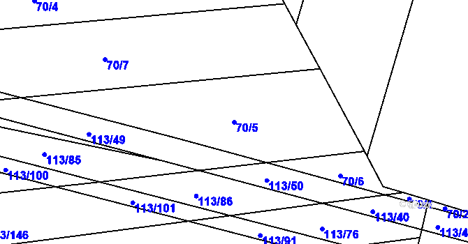 Parcela st. 70/5 v KÚ Dolní Jelení, Katastrální mapa