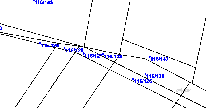 Parcela st. 116/139 v KÚ Dolní Jelení, Katastrální mapa