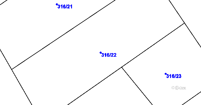 Parcela st. 316/22 v KÚ Dolní Jelení, Katastrální mapa
