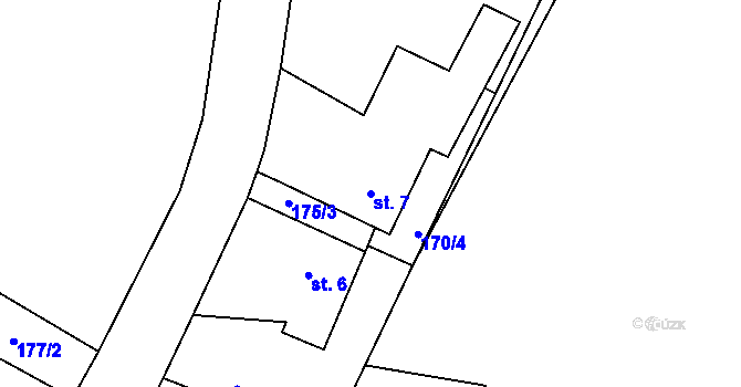 Parcela st. 7 v KÚ Dolní Jelení, Katastrální mapa
