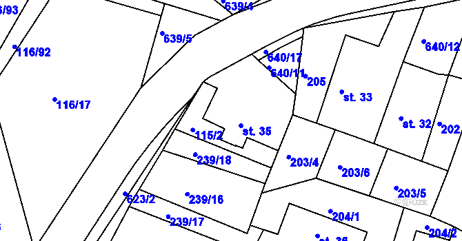Parcela st. 35 v KÚ Dolní Jelení, Katastrální mapa