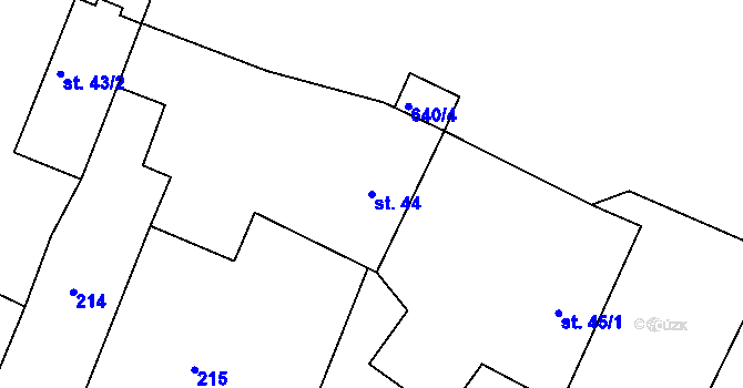 Parcela st. 44 v KÚ Dolní Jelení, Katastrální mapa