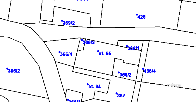 Parcela st. 65 v KÚ Dolní Jelení, Katastrální mapa