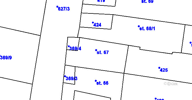 Parcela st. 67 v KÚ Dolní Jelení, Katastrální mapa