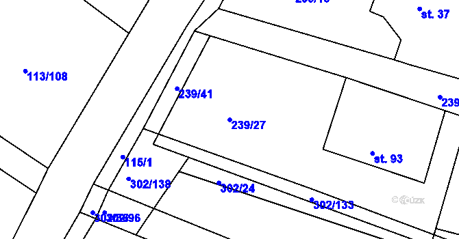 Parcela st. 239/27 v KÚ Dolní Jelení, Katastrální mapa