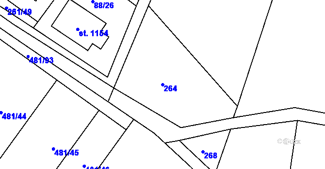 Parcela st. 264 v KÚ Horní Jelení, Katastrální mapa