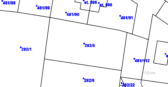 Parcela st. 282/5 v KÚ Horní Jelení, Katastrální mapa