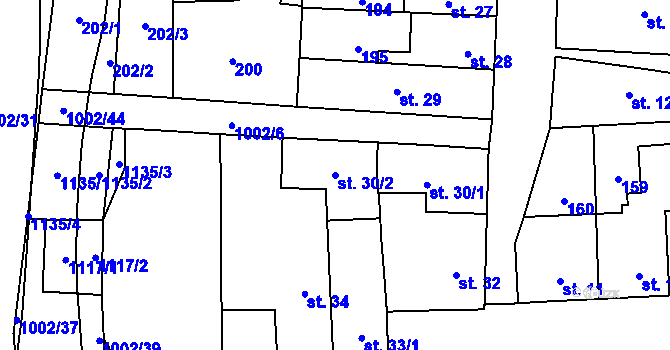Parcela st. 30/2 v KÚ Horní Jelení, Katastrální mapa