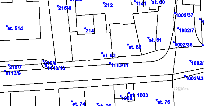 Parcela st. 63 v KÚ Horní Jelení, Katastrální mapa