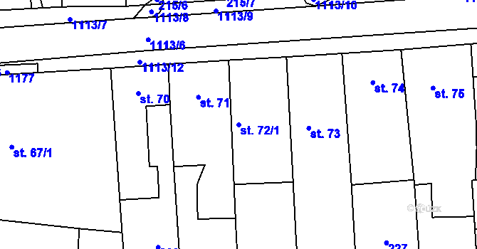 Parcela st. 72/1 v KÚ Horní Jelení, Katastrální mapa