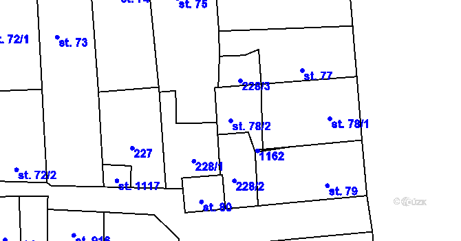 Parcela st. 78/2 v KÚ Horní Jelení, Katastrální mapa