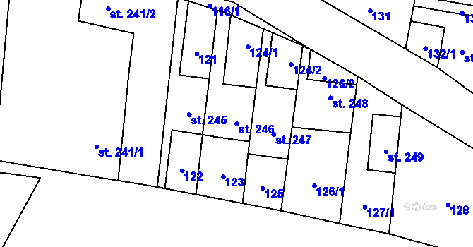 Parcela st. 246 v KÚ Horní Jelení, Katastrální mapa