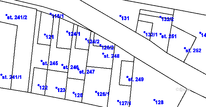 Parcela st. 248 v KÚ Horní Jelení, Katastrální mapa