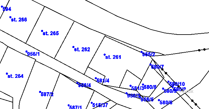 Parcela st. 261 v KÚ Horní Jelení, Katastrální mapa