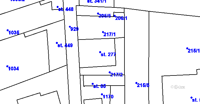 Parcela st. 277 v KÚ Horní Jelení, Katastrální mapa