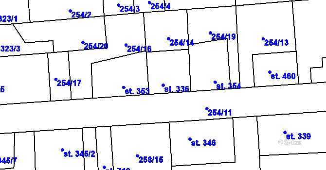 Parcela st. 336 v KÚ Horní Jelení, Katastrální mapa