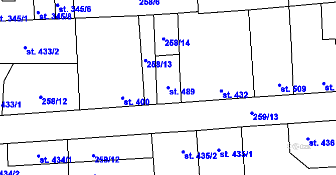 Parcela st. 489 v KÚ Horní Jelení, Katastrální mapa